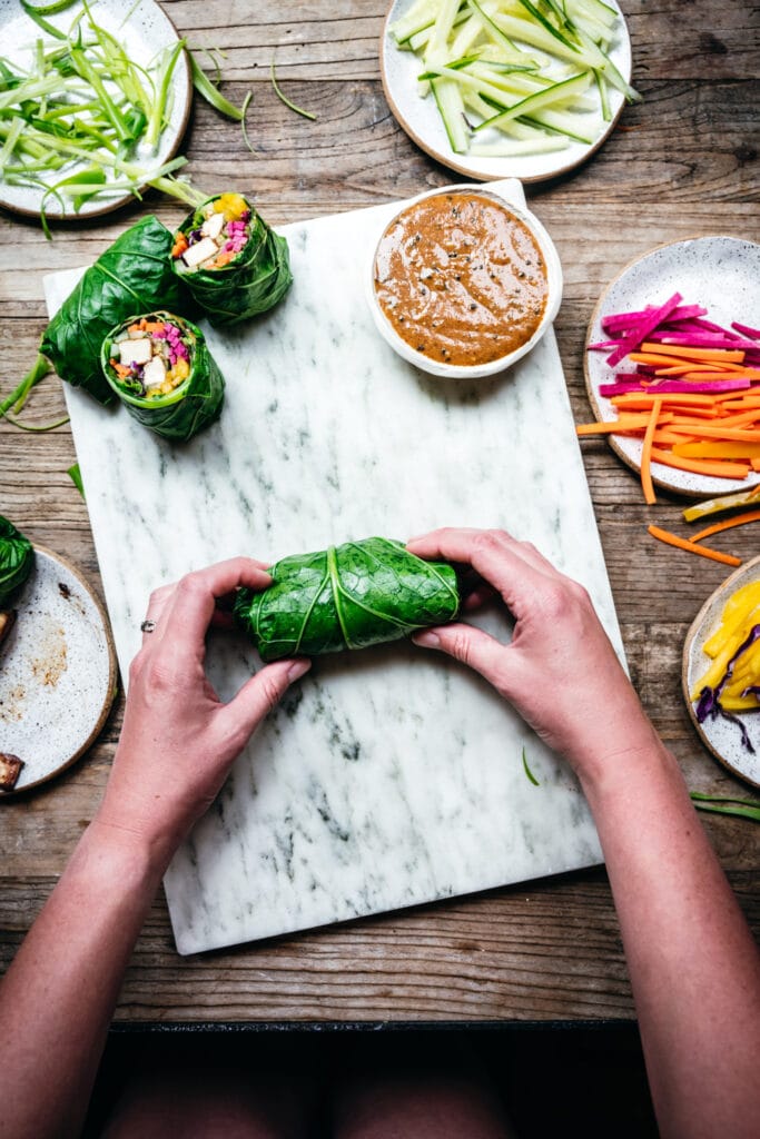 Vegan Collard Green Wraps with Tofu - Crowded Kitchen